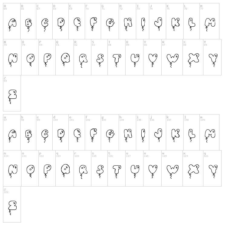 JI Balloon Caps font map